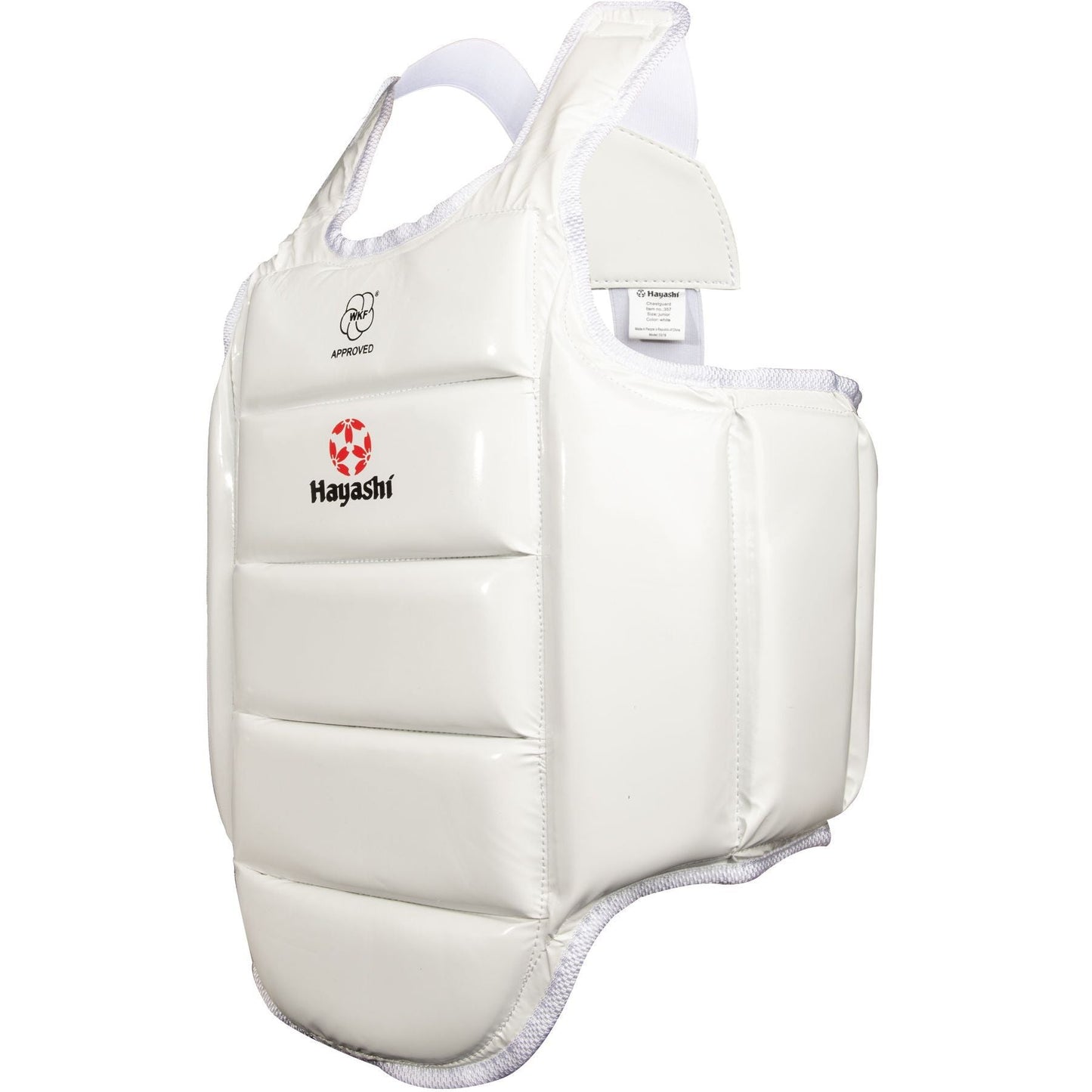 Plastron Enfant WKF U-14 Hayashi - blanc - vue arrière