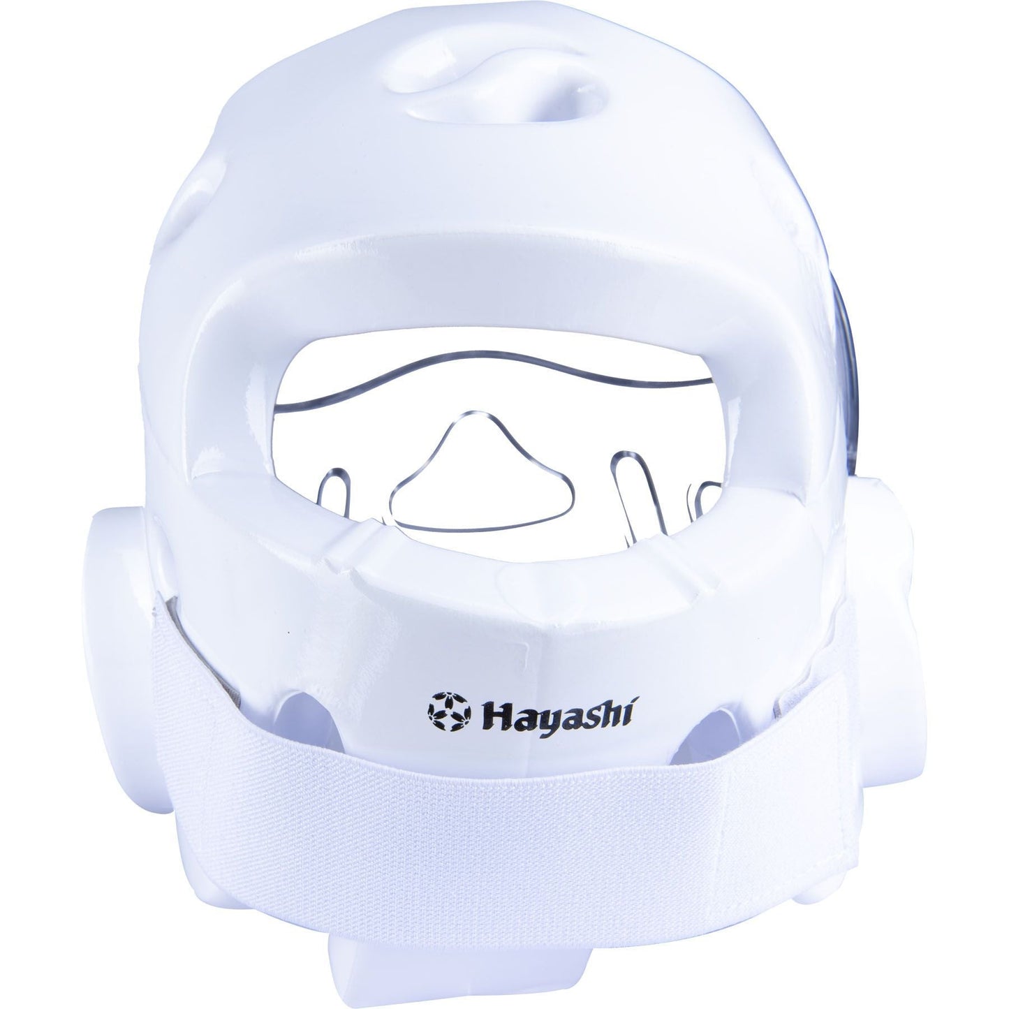 Casque de karaté junior Hayashi avec masque - vue arrière - blanc