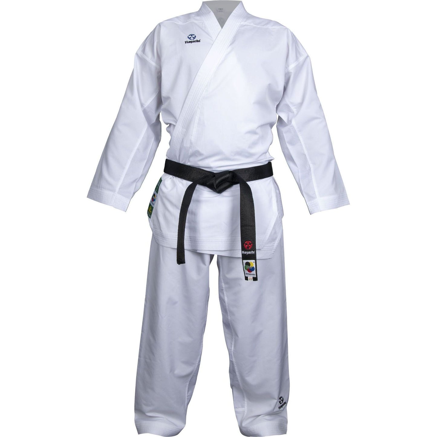Hayashi Kimono Karaté Green Premium Kumite - vue de face avec détails
