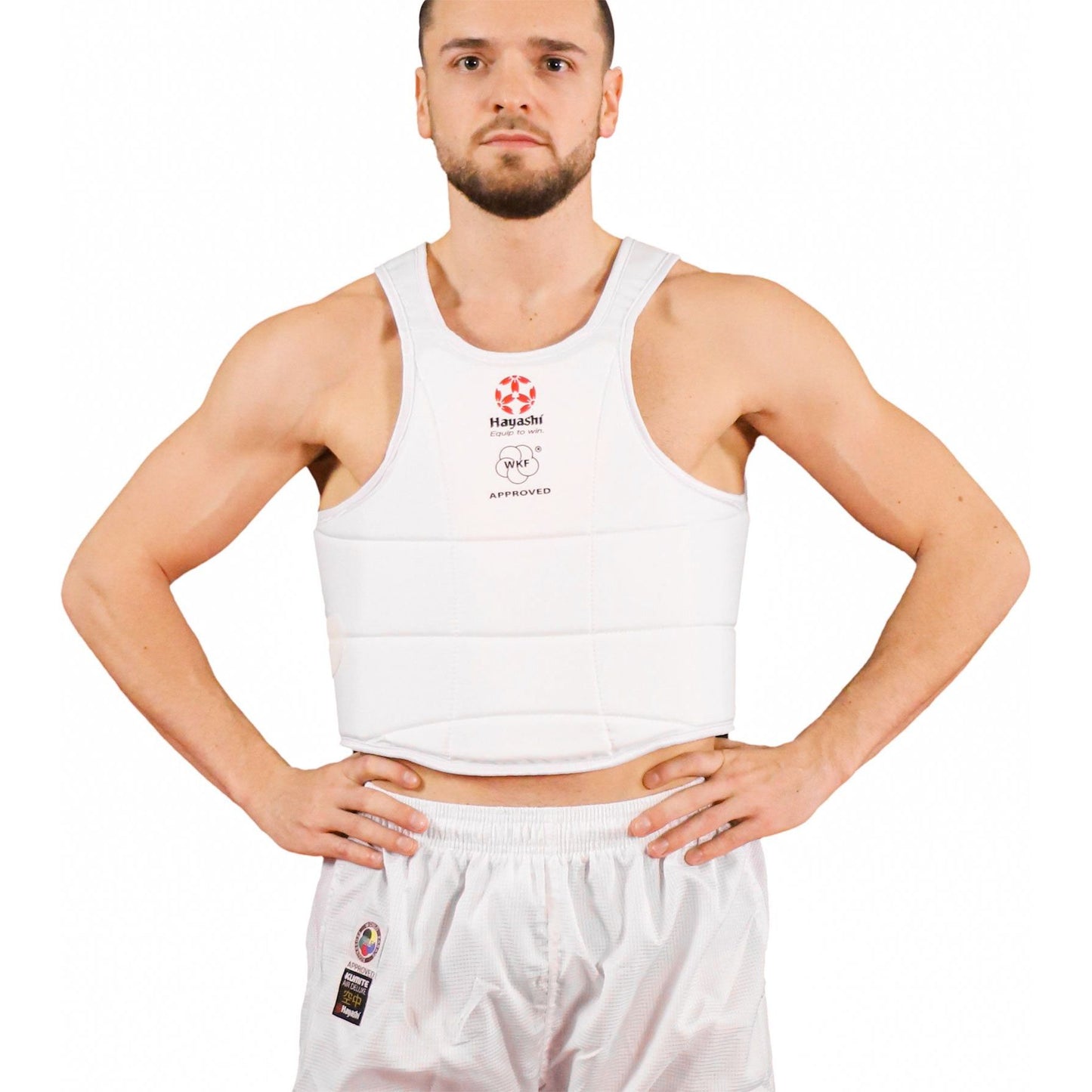 Hayashi Plastron Karaté - blanc - vue détaillée du plastron