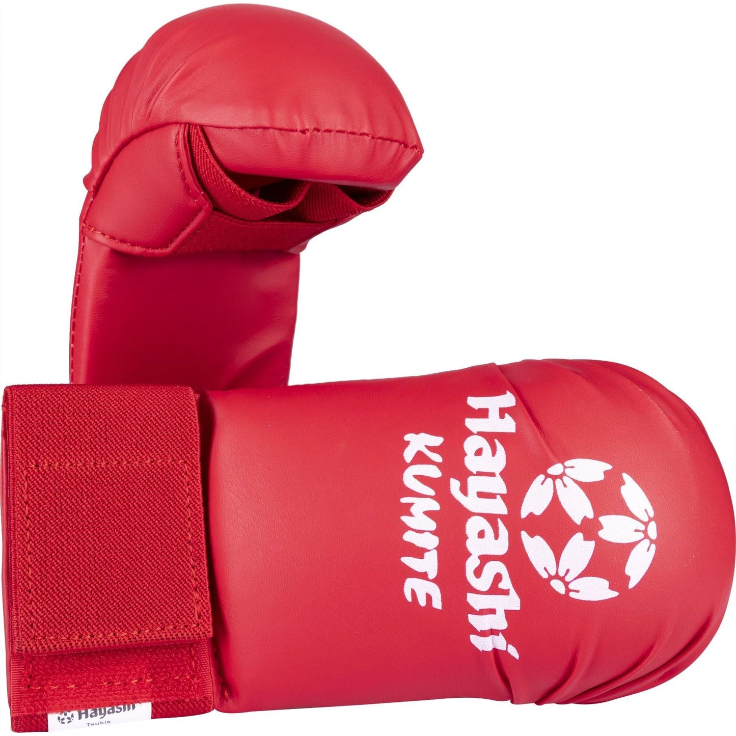 Gants de karaté Hayashi Tsuki - rouge - vue détaillée du design et des coutures