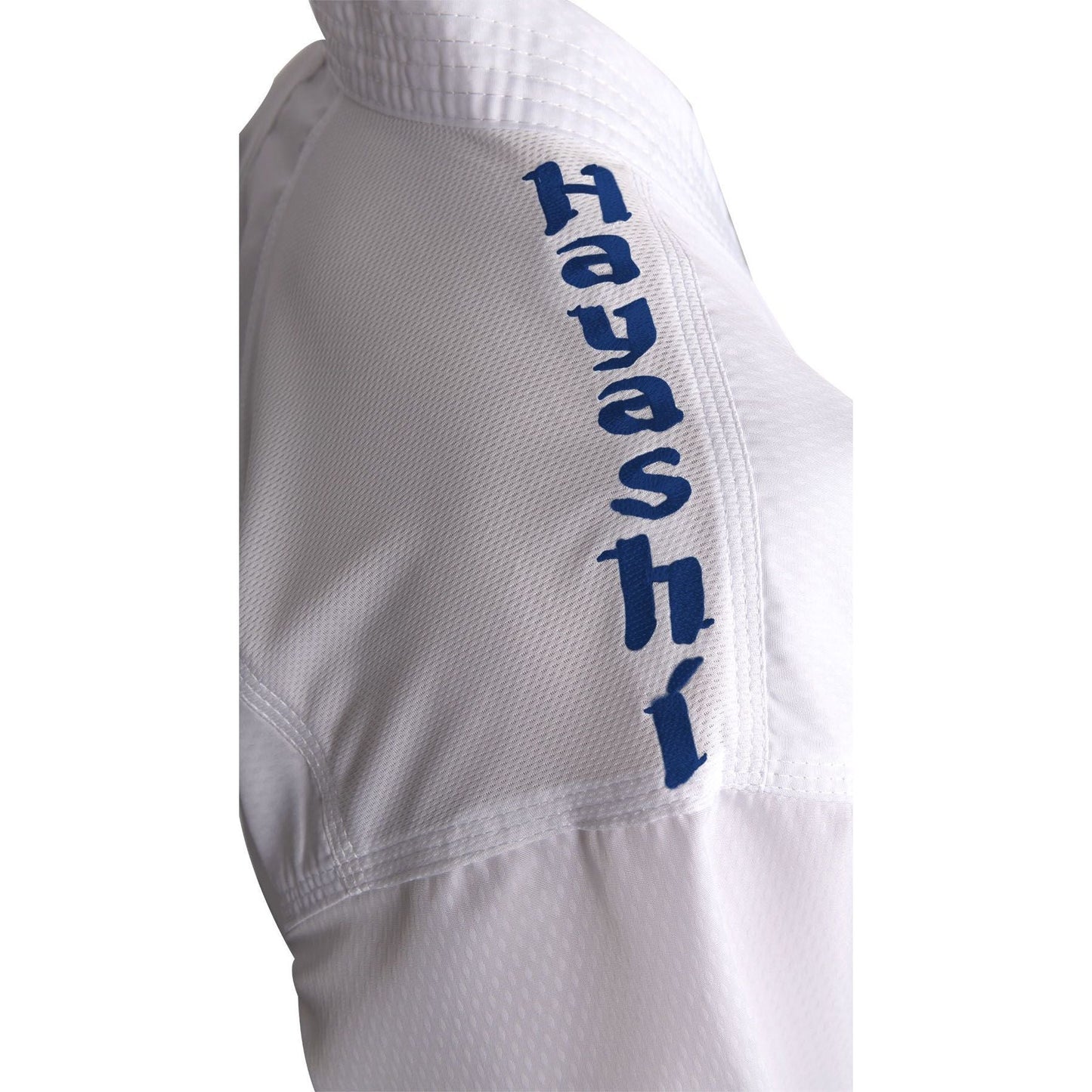 Kimono de karaté Hayashi Premium Kumite - blanc et bleu - vue arrière