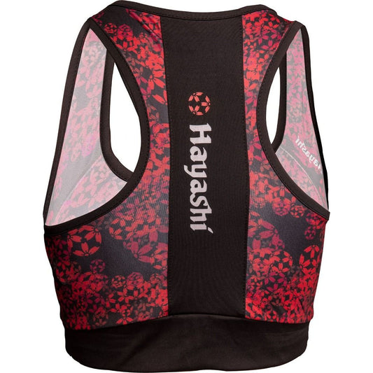 Brassière de sport Hayashi Flowers - noir et rouge - vue arrière