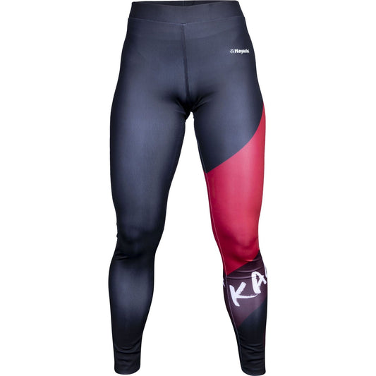 Leggings de karaté Hayashi WKF Vista - noir et rouge - vue de face