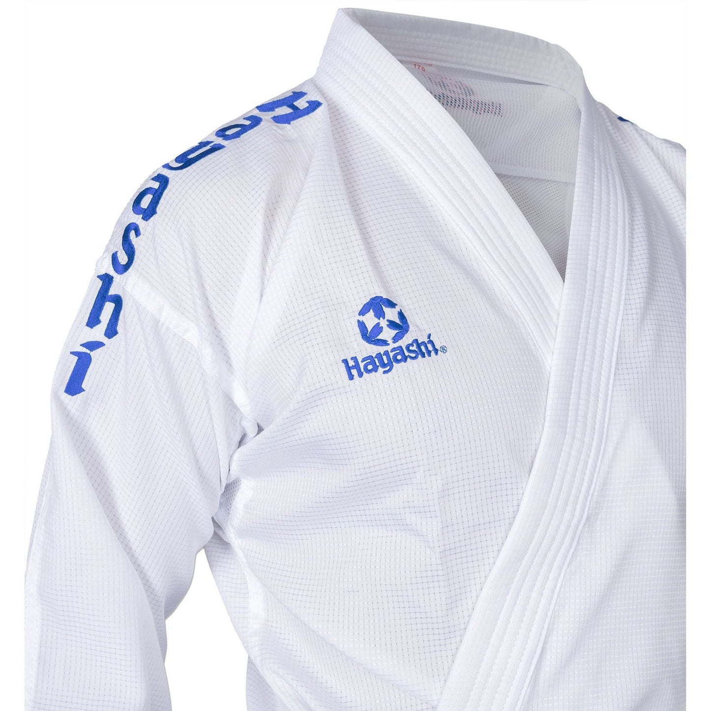 Kimono de karaté Hayashi Air Deluxe - blanc et bleu - vue d'ensemble du produit