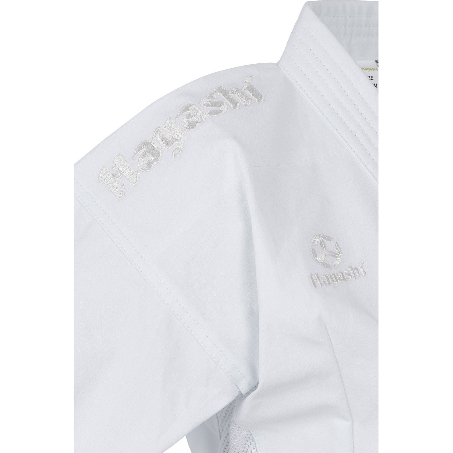 Kimono de karaté Hayashi Jingu - vue détaillée de l'érudition de l'écusson