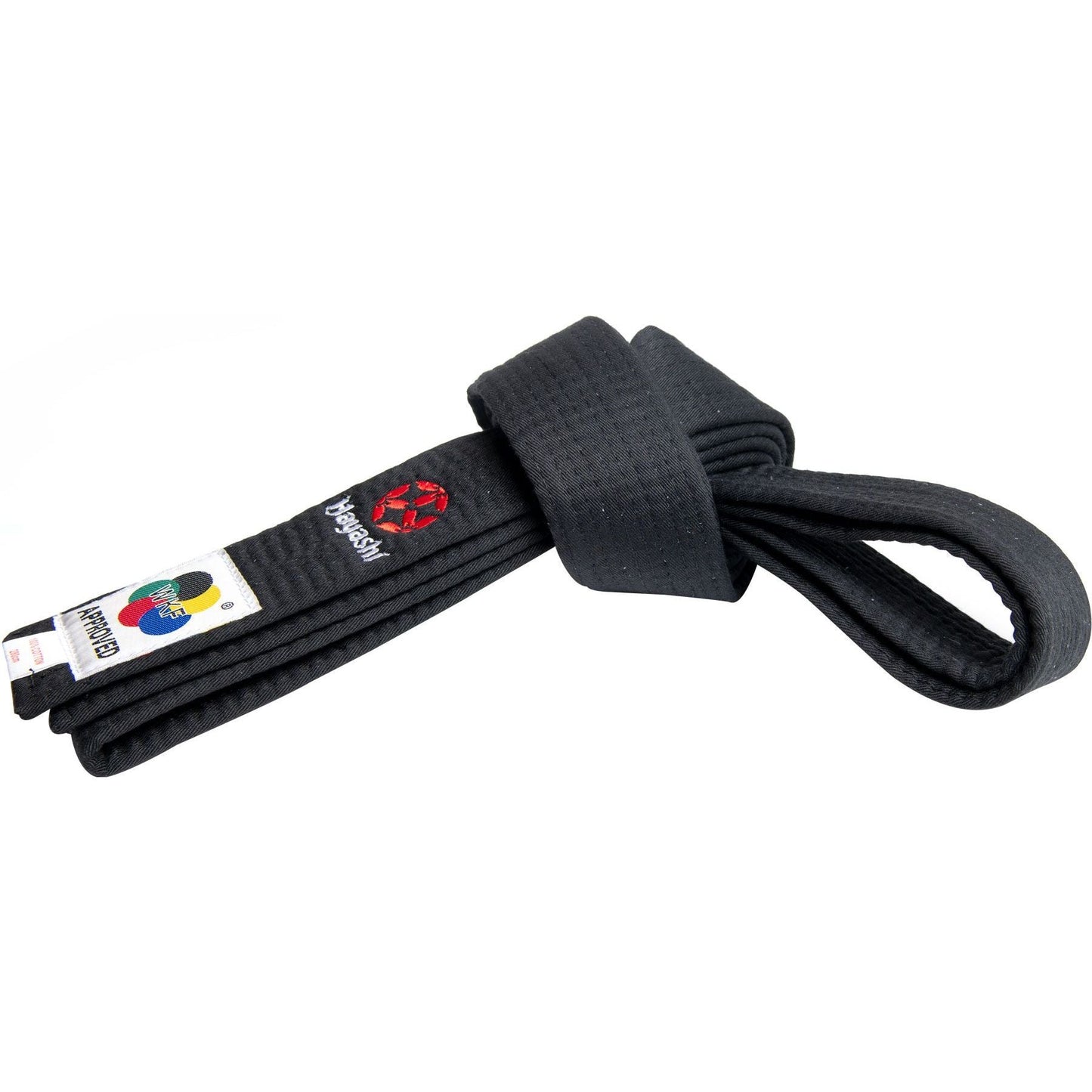 Ceinture de karaté Hayashi WKF - bleu - vue détaillée de la ceinture