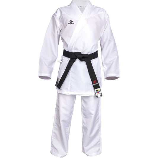 Kimono de karaté Hayashi Premium Kumite - blanc et rouge - vue latérale
