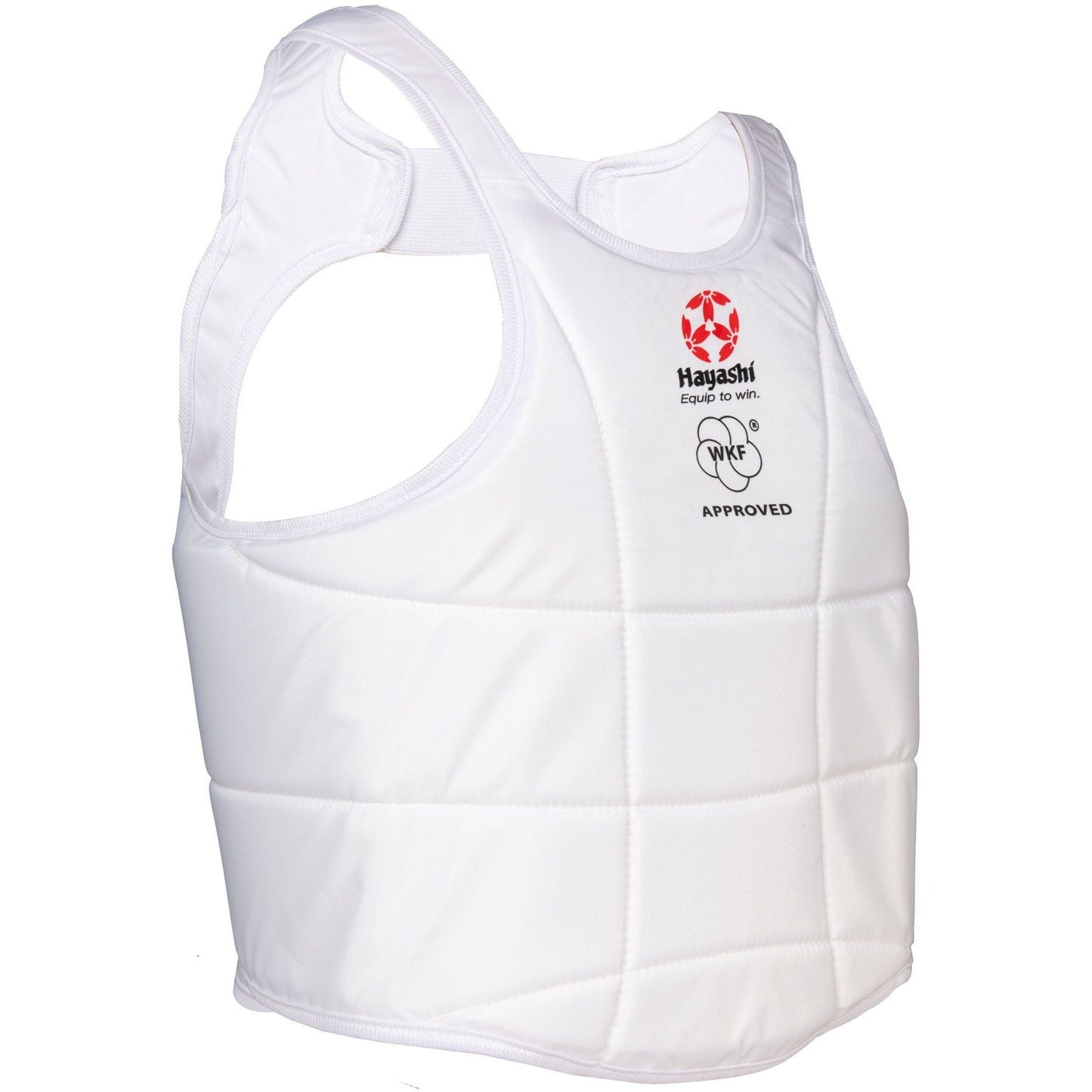 Plastron Hayashi pour karaté - modèle WKF - blanc - vue de côté