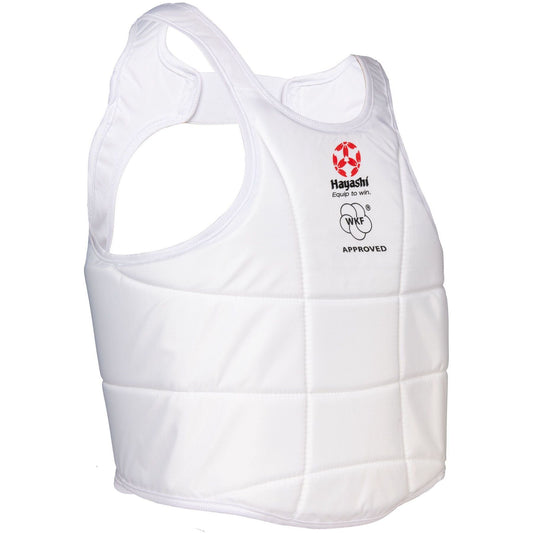 Plastron Hayashi pour karaté - modèle WKF - blanc - vue de côté