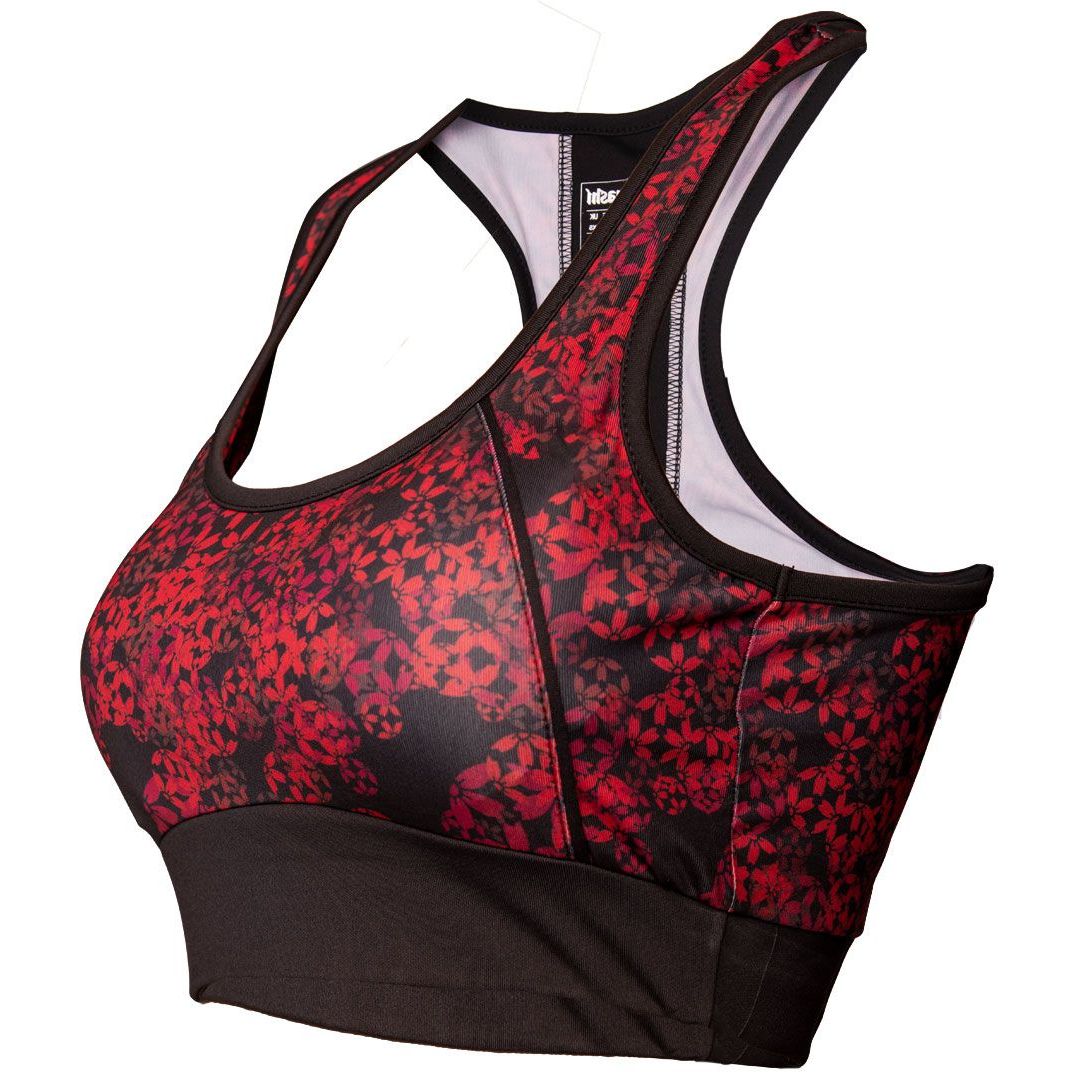 Brassière de sport Hayashi Flowers - noir et rouge - vue latérale droite