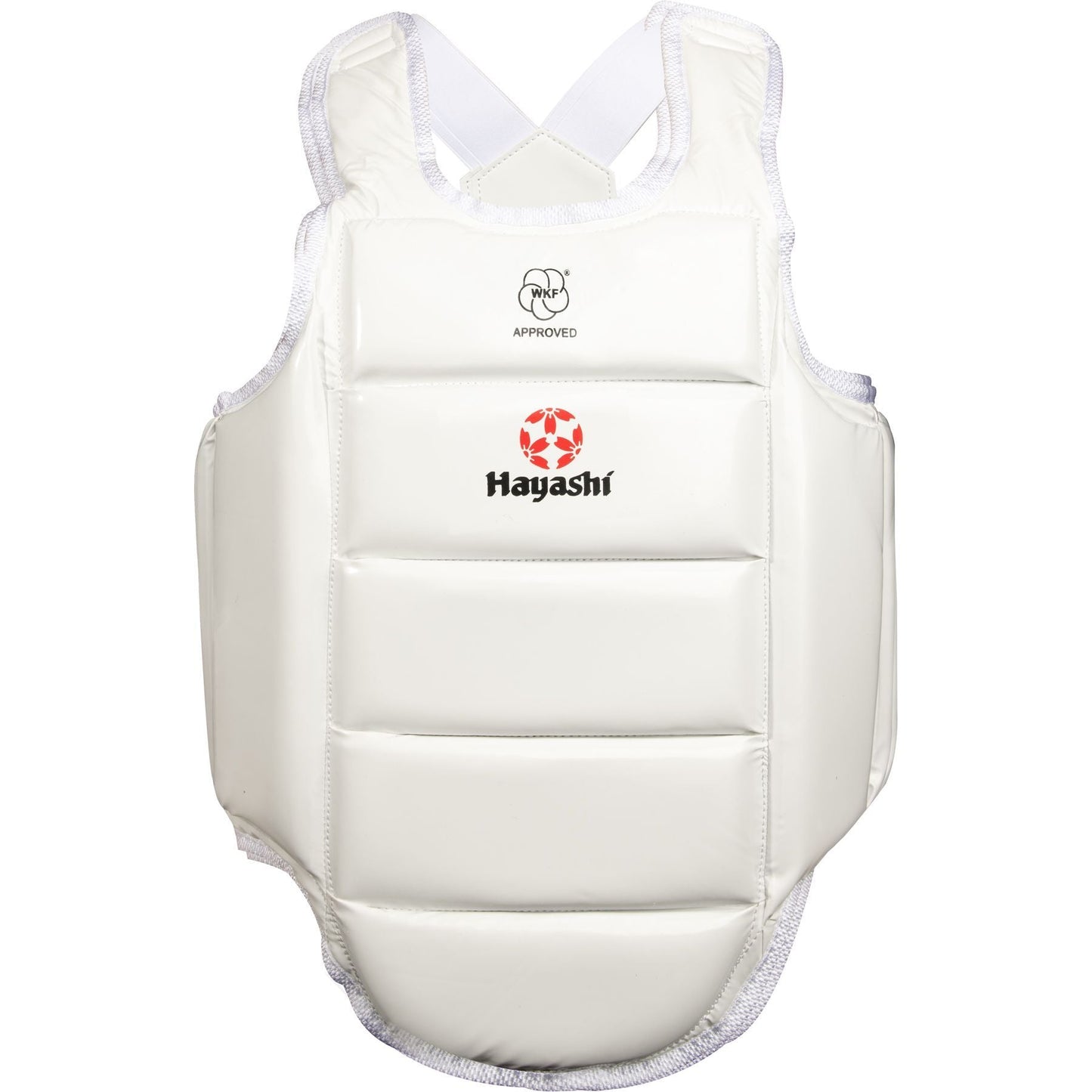Hayashi Plastron Enfant WKF U-14 - blanc - vue détaillée de l'équipement de protection