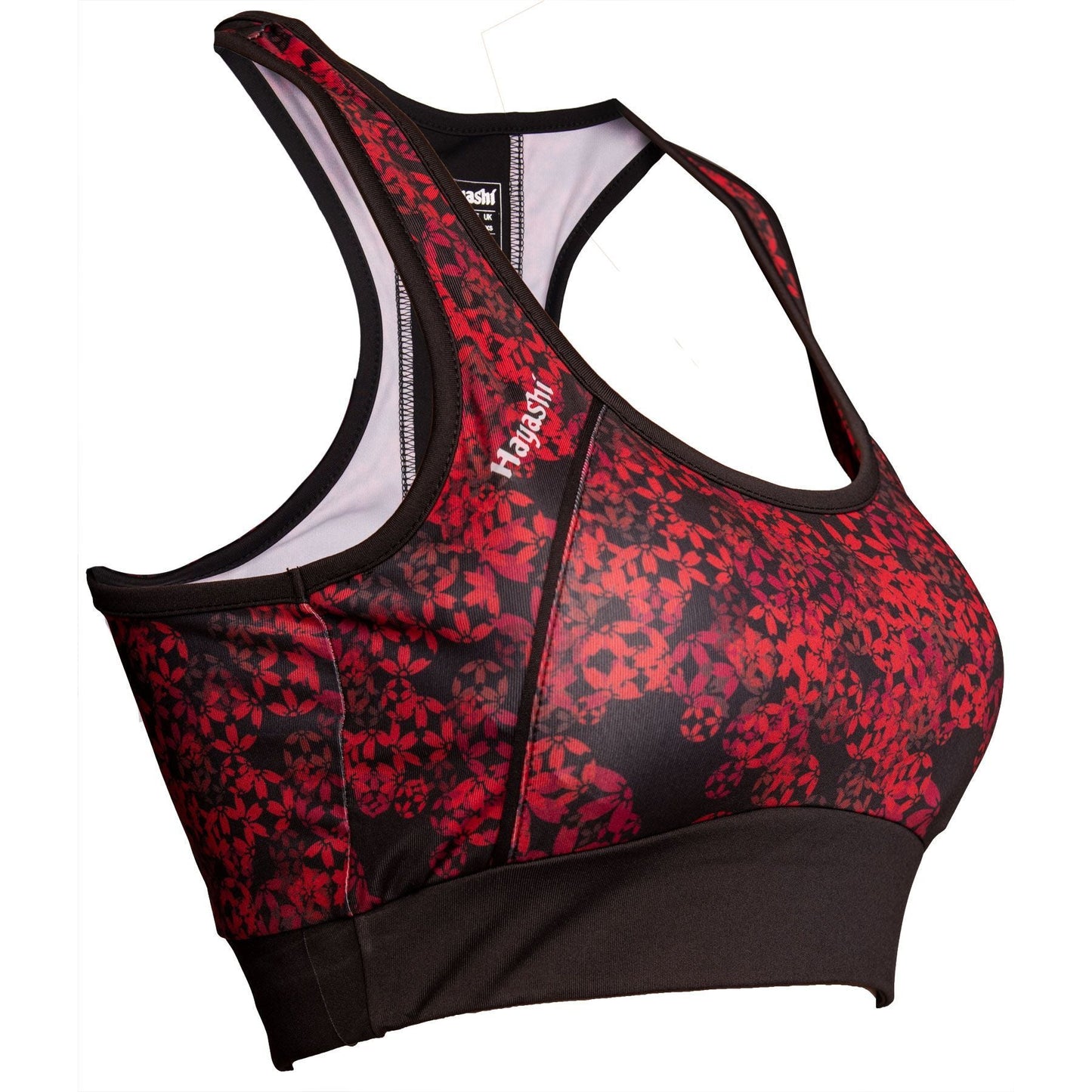 Brassière de sport Hayashi Flowers - noir et rouge - vue latérale gauche
