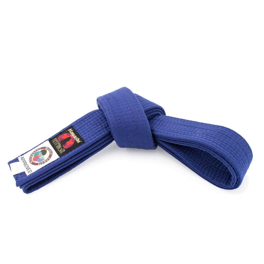 Ceinture de karaté Hayashi - jaune - vue détaillée du produit sur fond blanc