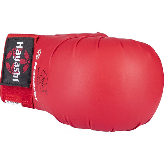 Gants de karaté Hayashi TSUKI avec pouce - rouge - vue détaillée du design