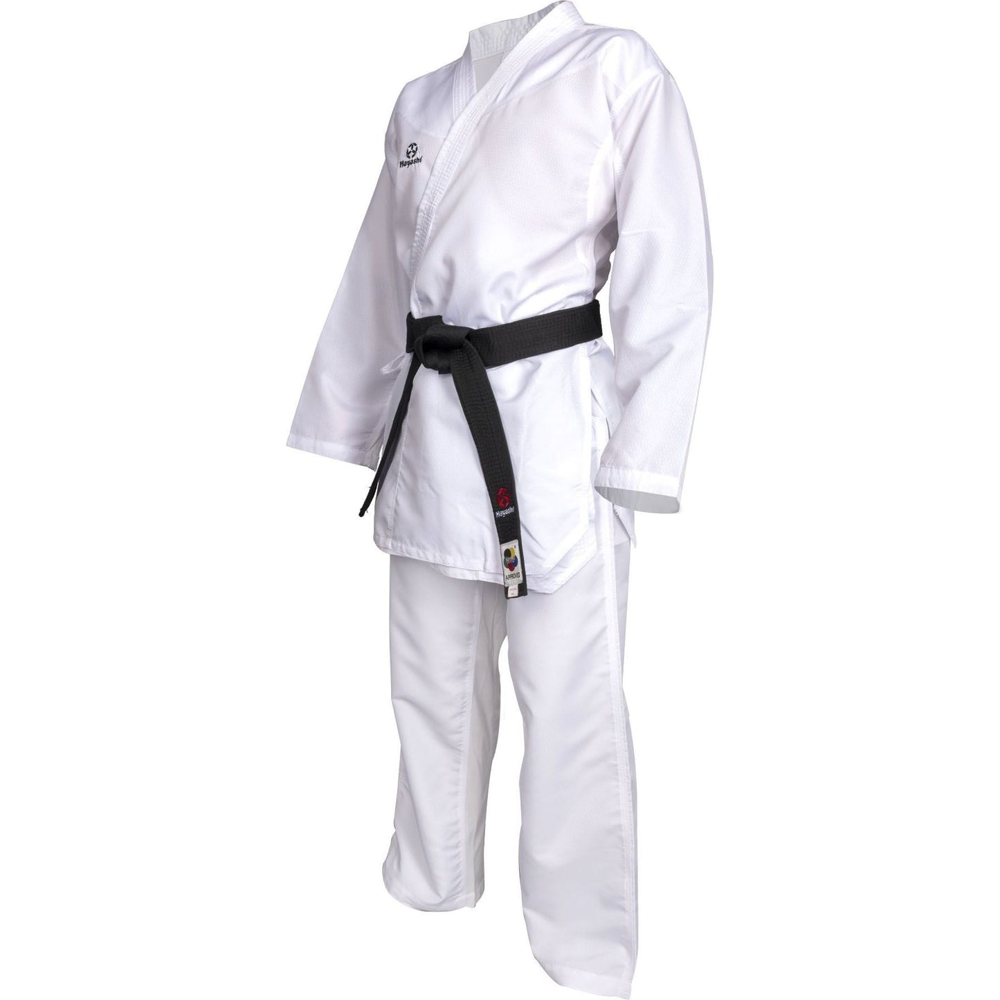 Kimono Karaté Hayashi Premium Kumite - blanc et bleu - vue latérale du produit